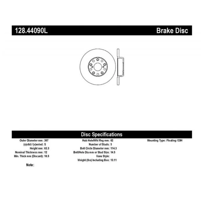 StopTech Drilled Sport Brake Rotor – 128.44090L