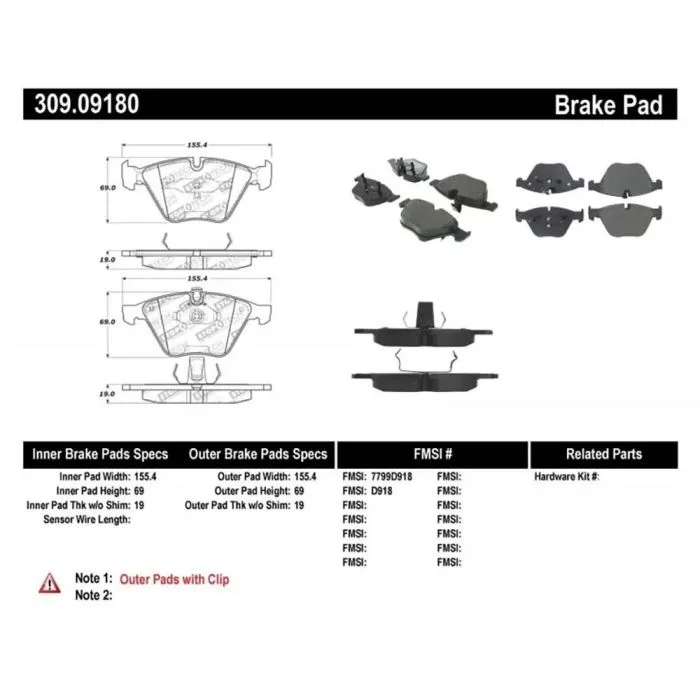 StopTech Performance 07-09 BMW E90/E92/E93 335i Coupe/Sedan Front Brake Pads D918 – 309.09180