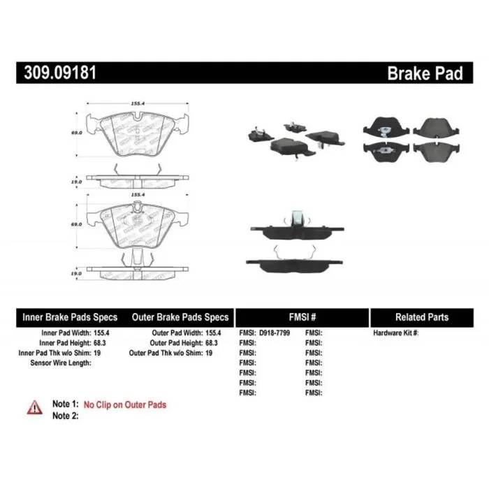 StopTech Performance 11-12 BMW Z4 (E86) / 07-11 335 Series (E90/92/93/F30) Front Brake Pads – 309.09181