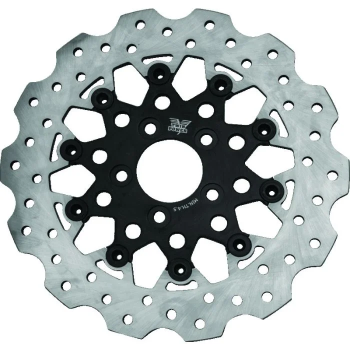 Twin Power 84-17 Big Twin Exc 08-17 FLH FLT Rear 11.5 Scalloped Floating Rotor Black Mesh – 666849