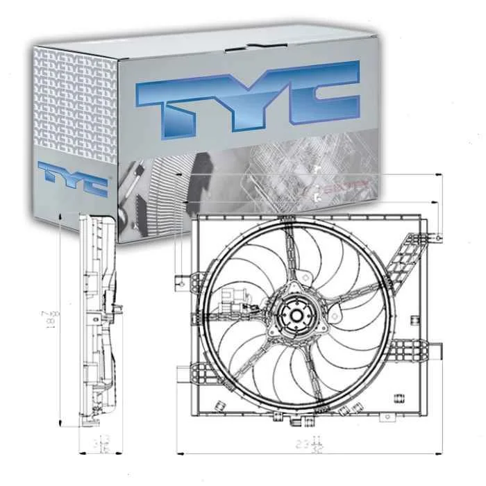 TYC Dual Radiator & Condenser Fan Assembly for 2014-2018 Nissan Note