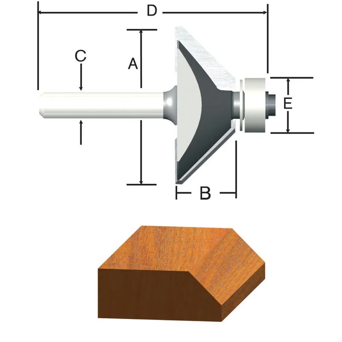 Vermont American – 23155 – 5/8 in. D X 1-3/8 in. R X 2 in. L Carbide Tipped Chamfer Router Bit