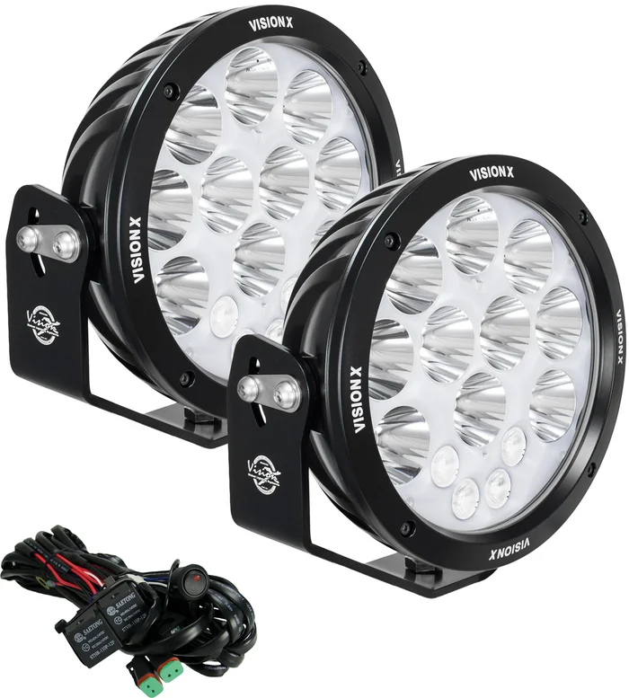 Vision X Lighting Pair Of 8.7″ Cannon Adv Amber Halo 14 Led Light Mixed Beam Including Harness – 1238217