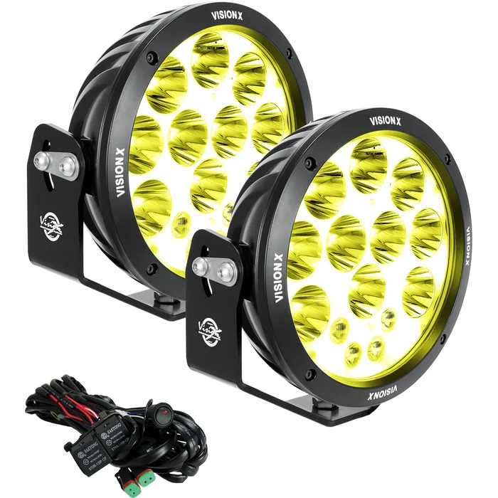Vision X Lighting Pair of 8.7″ Cannon Adv Halo Selective Yellow 14 LED Light Mixed Beam Including Harness – 9945897