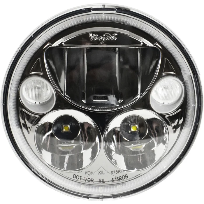 Vision X Lighting Single Black Chrome Face 5.75″ Round Amber Halo Vx Led Headlight W/ Low-High-Halo – 9910611