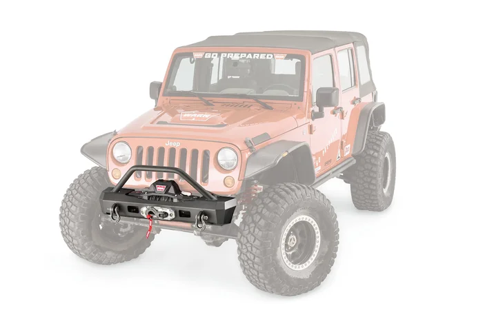Warn Elite Stubby Front Bumper with Grille Guard Tube for JK Wrangler – 101450
