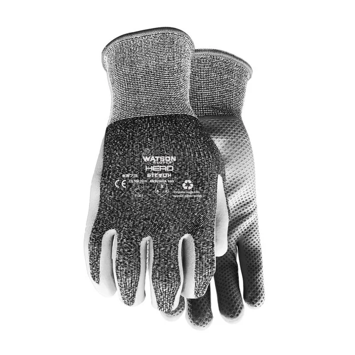 Watson Gloves – 373-M – Stealth M Nitrile/Polyester Knit Hero Black Gloves
