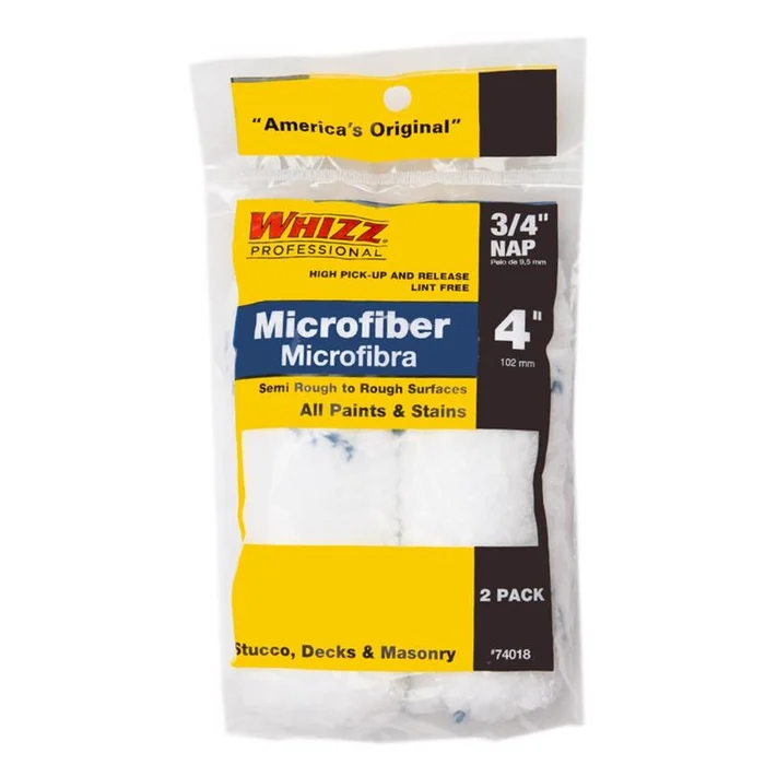 Whizz – 74018 – Xtrasorb Microfiber 4 in. W x 3/4 in. Mini Paint Roller Cover – 2/Pack