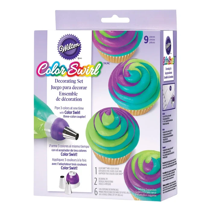 Wilton – 191001945 – Color Swirl Purple/White Plastic Decorating Set