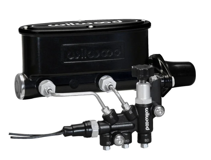 Wilwood HV Tandem M/C Kit w L/H Bracket & Prop Valve – 1in Bore Black