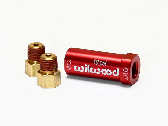 Wilwood Residual Pressure Valve – New Style w/ Fittings – 10# / Red – 260-13784