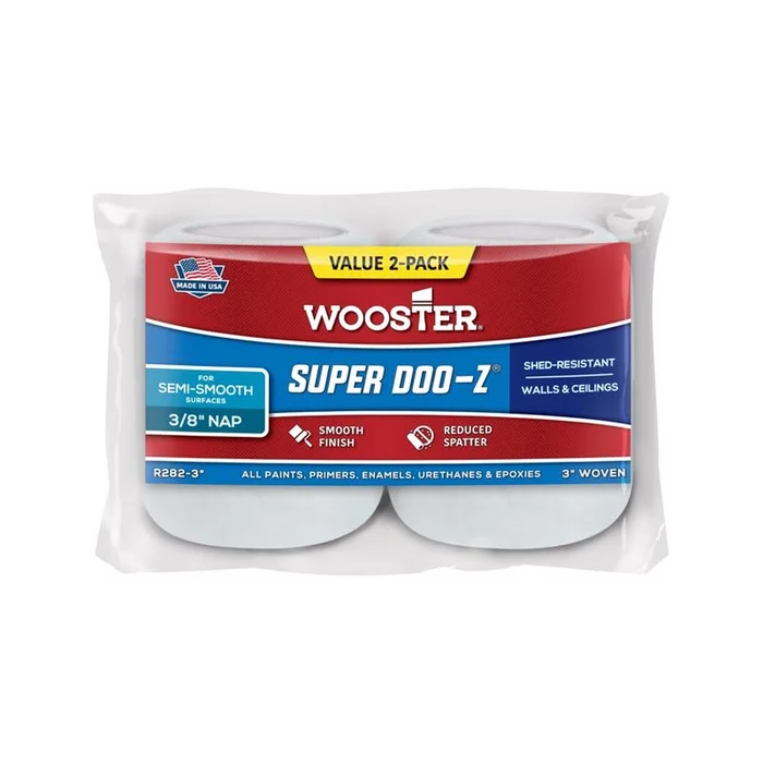 Wooster – R282-3 – Super Doo-Z Fabric 3 in. W x 3/8 in. Trim Paint Roller Cover – 2/Pack