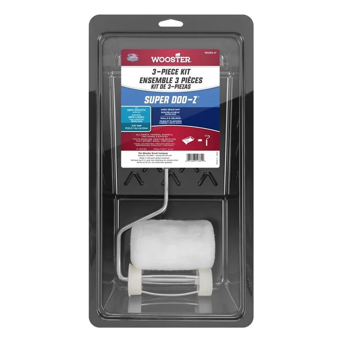 Wooster – RR394-4 – Super Doo-Z Fabric 4 in. W X 3/8 in. Trim Roller with Frame 3 pk