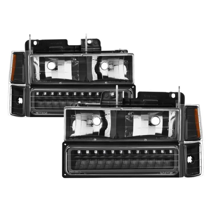 Xtune 92-94 Blazer Full Size Corner/LED Bumper Headlights Black HD-JH-CCK88-LED-AM-BK-SET – 5069542
