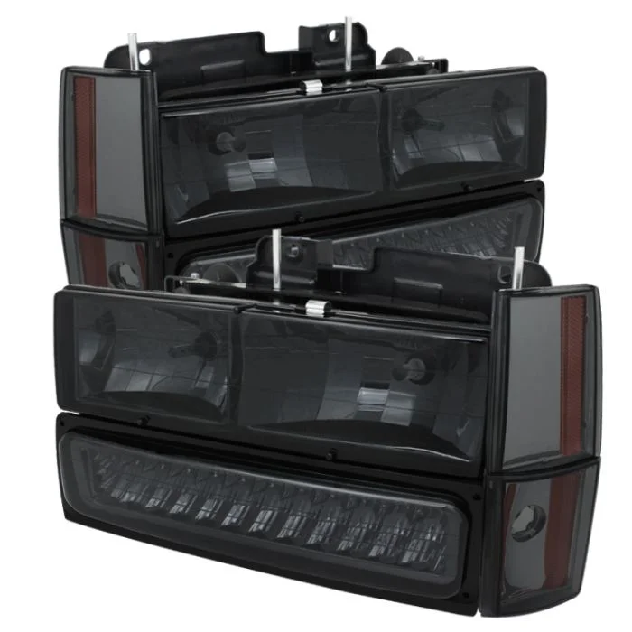Xtune GMC Yukon 92-93 Crystal Headlights w/ Corner & LED Bumper Smoke HD-JH-GMCCK88-LED-AM-SM-SET – 5073556