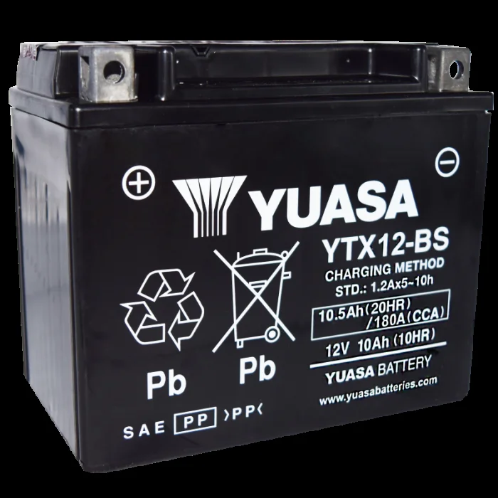Yuasa YTX12-BS Maintenance Free AGM 12-Volt Battery w/Bottle – YUAM3RH2SIND