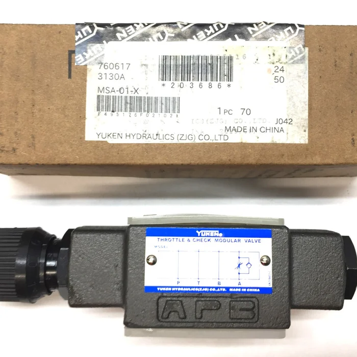 Yuken Throttle and Check Modular Valve MSA-01-X-70 NOS